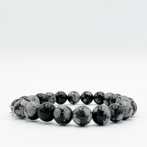 Snowflake Obsidian Flowering Protection Yule Natural Gemstone Bead Bracelet​